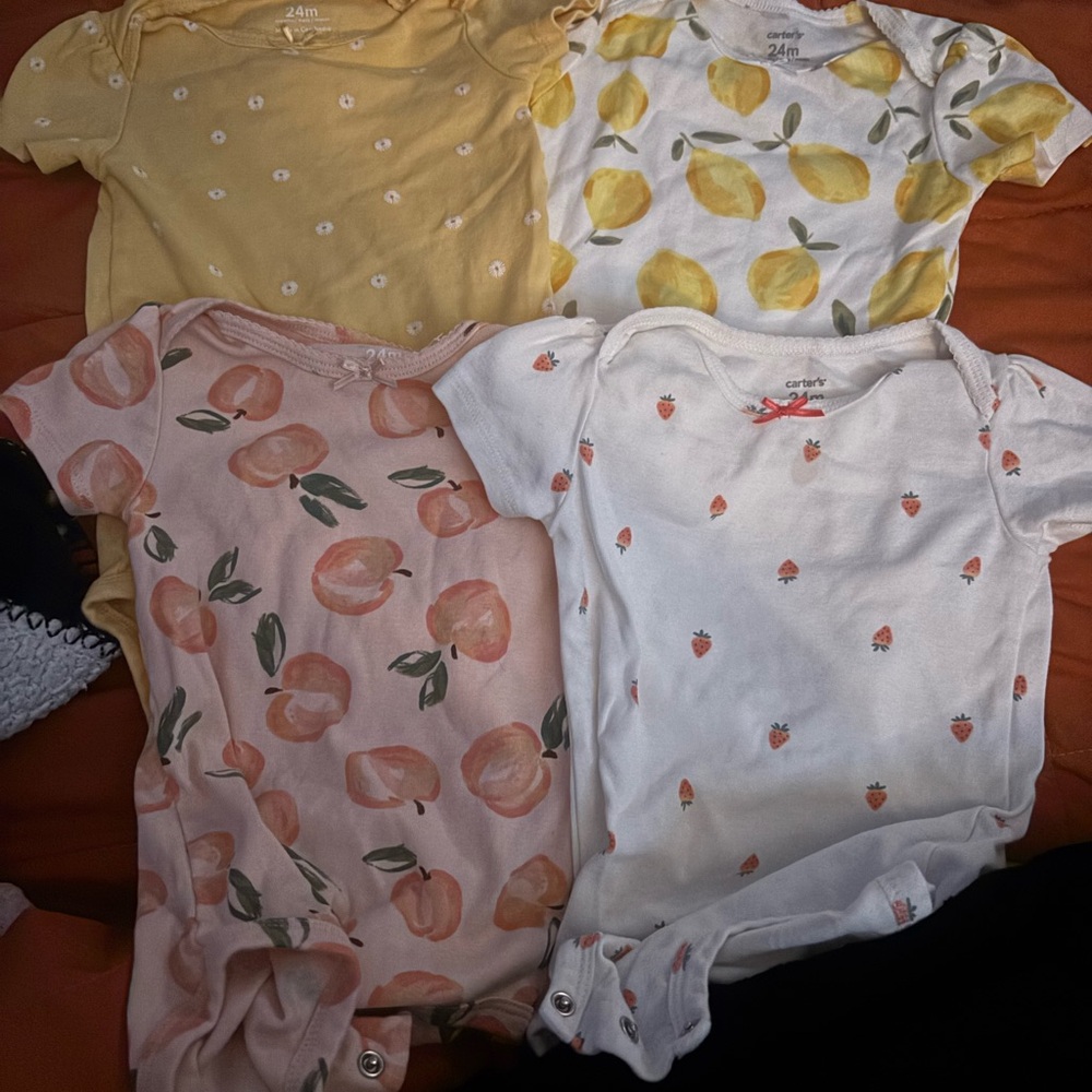 Bundle Carter's Pink and White, Yellow floral Baby Bodysuit